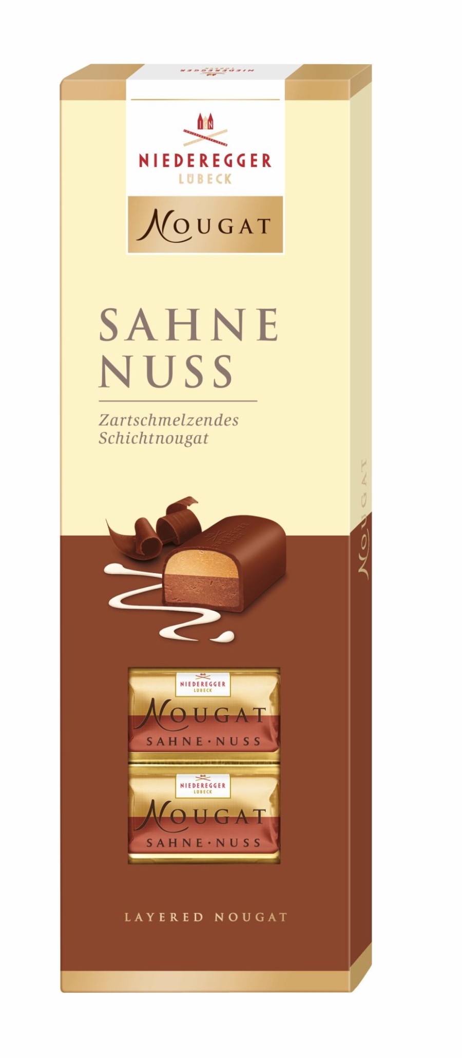 Nougat Niederegger | Nougat Klassiker Schichtnougat Sahne Nuss In Vollmilch-Schokolade 100G